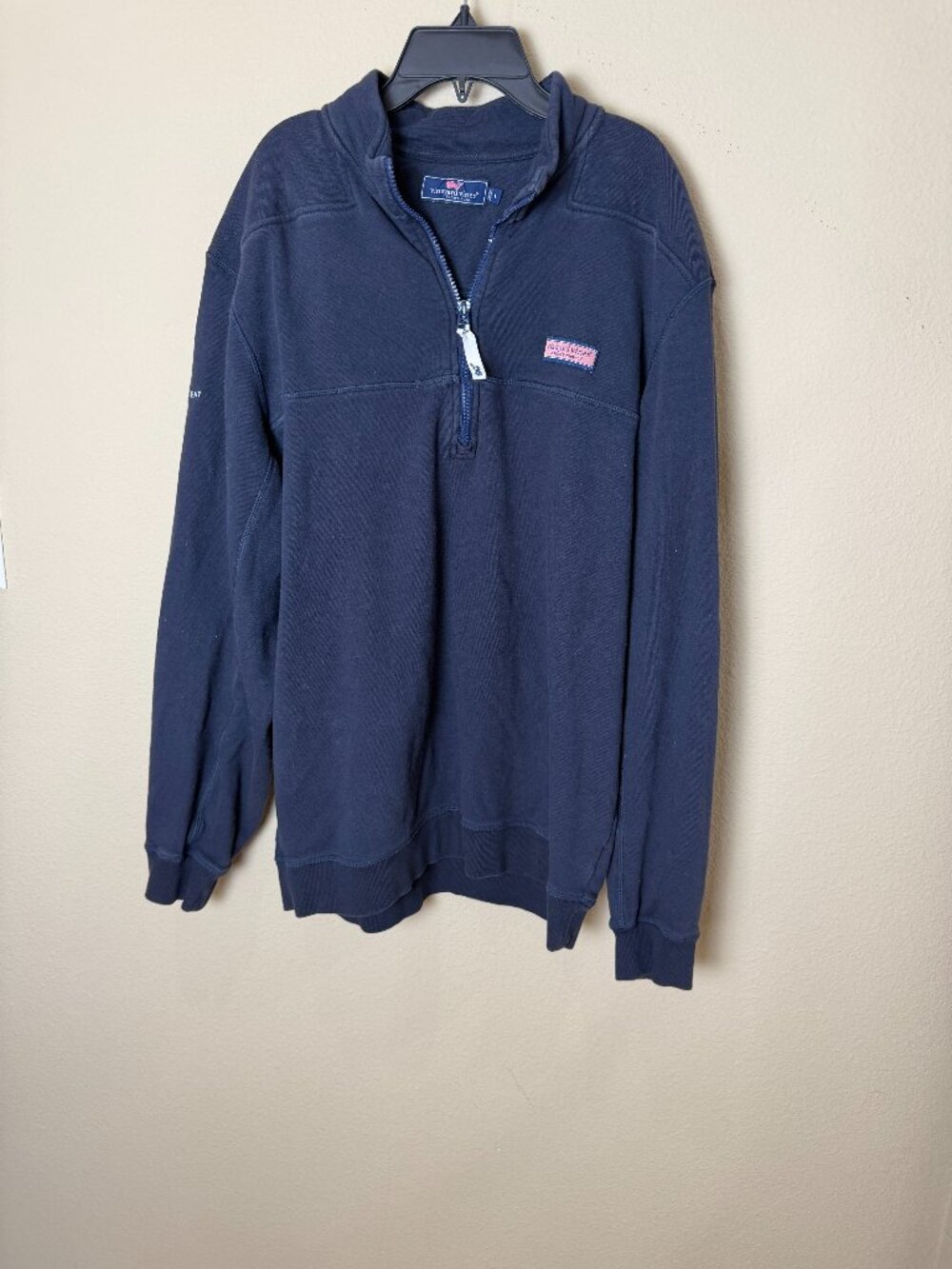 Vineyard Vines Men's Quarter Zip Pullover Sweatshirt w Logo Size Large Navy Blue